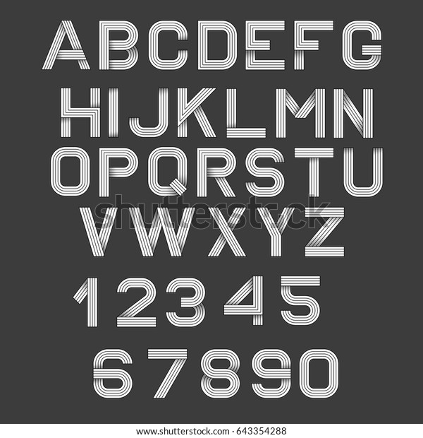 ベクター線形フォント 80のレトロなアルファベットフォント モノラルスタイルのシンプルでミニマルなアルファベット ベクターイラスト10 のベクター画像素材 ロイヤリティフリー