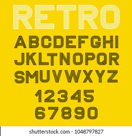 Vector linear font. Alphabet black and white lines. Simple and minimalist alphabet in mono line style