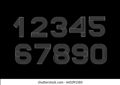 Vector linear font. Numbers are black and white lines. Simple and minimalist alphabet in mono line style