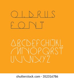 Vector linear font - simple alphabet in mono line style. Uppercase typography design elements.Thin line iconographic flat letters. English hipster modern font.