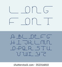 Vector linear font - simple alphabet in mono line style. Uppercase typography design elements.Thin line iconographic flat letters. English hipster modern font.