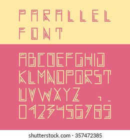 Vector linear font - simple alphabet in mono line style. Uppercase typography design elements.Thin line iconographic flat letters. English hipster modern font.