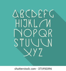 Vector linear font - simple alphabet in mono line style. Uppercase typography design elements.Thin line iconographic flat letters. English hipster modern font.