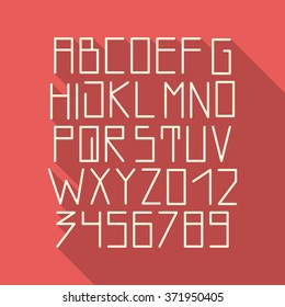 Vector linear font - simple alphabet in mono line style. Uppercase typography design elements.Thin line iconographic flat letters. English hipster modern font.