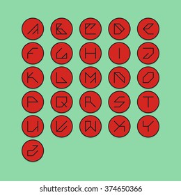 Vector linear font - simple alphabet in mono line style. Uppercase typography design elements.Thin line iconographic flat letters. English hipster modern font.