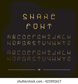 Vector linear font - simple alphabet in mono line style. Uppercase typography design elements.Thin line iconographic flat letters. English hipster modern font.