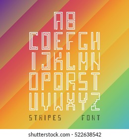 Vector linear font - simple alphabet in mono line style. Futuristic cosmic Font. Vector light alphabet set. Minimal. Latin alphabet letters. Hipster font, typeface, typography, typewriter.