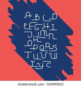 Vector linear font - simple alphabet in mono line style. Futuristic cosmic Font. Vector light alphabet set. Minimal. Latin alphabet letters. Hipster font, typeface, typography, typewriter.