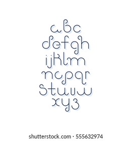 Vector linear font - simple alphabet in mono line style. Futuristic cosmic Font. Vector light alphabet set. Minimal. Latin alphabet letters. Hipster font, typeface, typography, typewriter.