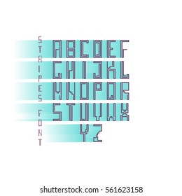 Vector linear font - simple alphabet in mono line style. Futuristic cosmic Font. Vector light alphabet set. Minimal. Latin alphabet letters.
 Hipster font, typeface, typography, typewriter.
