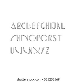 Vector linear font - simple alphabet in mono line style. Futuristic cosmic Font. Vector light alphabet set. Minimal. Latin alphabet letters.
 Hipster font, typeface, typography, typewriter.