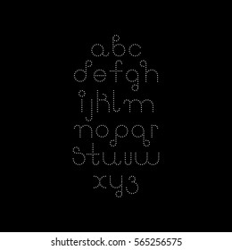 Vector linear font - simple alphabet in mono line style. Futuristic cosmic dots Font. Vector light alphabet set. Minimal. Latin alphabet letters.
 Hipster font, typeface, typography, typewriter.