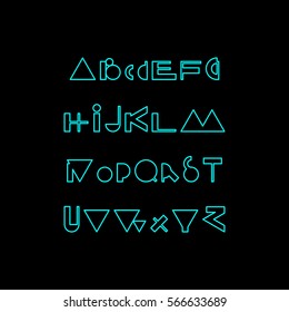 Vector linear font - simple alphabet in mono line style. Futuristic cosmic Font. Vector light alphabet set. Minimal. Latin alphabet letters.
 Hipster font, typeface, typography, typewriter.
