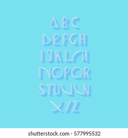 Vector linear font - simple alphabet in mono line style. Futuristic cosmic Font. Vector light alphabet set. Minimal. Latin alphabet letters. Hipster font, typeface, typography, typewriter.

