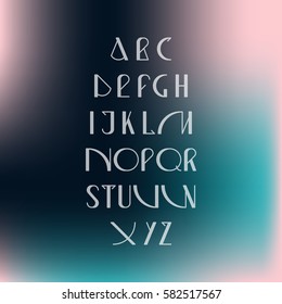 Vector linear font - simple alphabet in mono line style. Futuristic cosmic Font. Vector light alphabet set. Minimal. Latin alphabet letters. Hipster font, typeface, typography, typewriter.