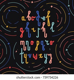 Vector linear font - simple alphabet in mono line style. Futuristic cosmic Font. Vector light alphabet set. Minimal. Latin alphabet letters. Hipster font, typeface, typography, typewriter.
