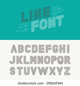 Vector linear font - simple and minimalistic alphabet in mono line style - typography design elements