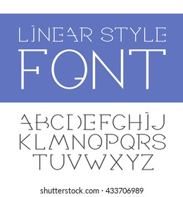 Vector linear font - simple and minimalistic alphabet in line style