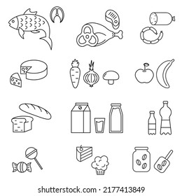 vector linear food and drink icons