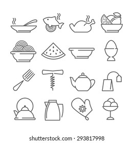 vector linear food and drink icons