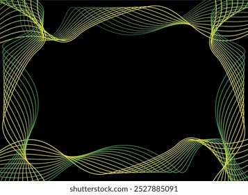 Vector of linear frames and borders - gradient design elements on black background for decoration or logo design