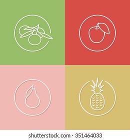 vector linear fruits icon and badges design - fruits concepts - trendy style