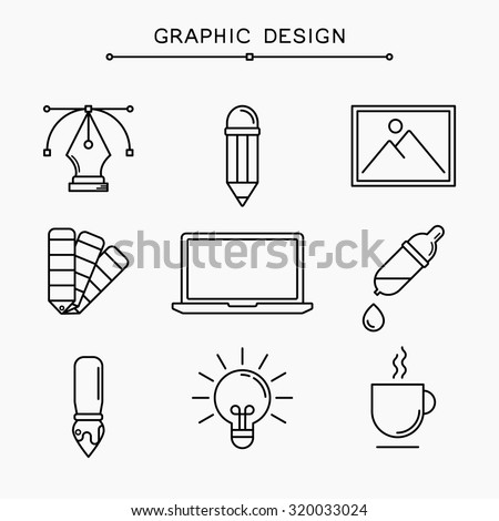 Vector linear graphic design icons