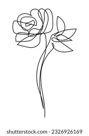 Vector Linear Graphics. Rose flower drawn in one line.
