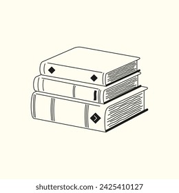 vector linear hand drawn illustration of books