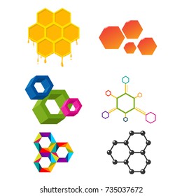 Vector linear hexagon design elements different honeycombs abstract geometric modern business technologies.