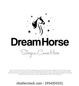 Vector linear horse icons. winner horse, star horse logo. Horse shop logo design template. 