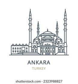 Vector and linear icon of Ankara, Turkey. Perfect for websites, brochures, and more, this high-quality city icon captures the iconic landmarks and essence of Ankara.