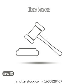 Vector linear icon auction judge gavel. Modern simple flat icon for website design, logo, application, user interface. Vector EPS10