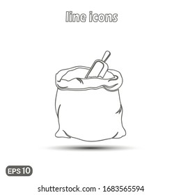 Vector linear icon bag with sugar, flour. Modern simple flat icon for website design, logo, application, user interface. Vector EPS10