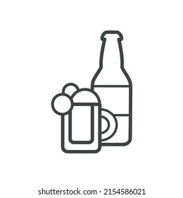 Vector linear icon with beer