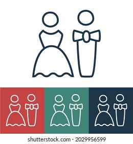 Vector linear icon of bride and groom