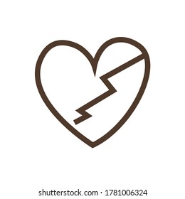 Vector linear icon with broken heart