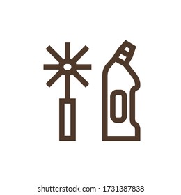 Vector linear icon with brush and cleaner