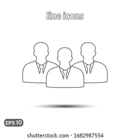 Equipo de hombres de negocios de icono lineal vectorial. Icono plano moderno para el diseño de sitios web, logotipo, aplicación, interfaz de usuario. Vector EPS10