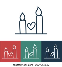 Vector linear icon of candles on date