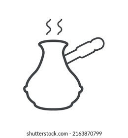 Icono lineal vectorial con turco de café