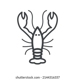 Vector linear icon with crayfish