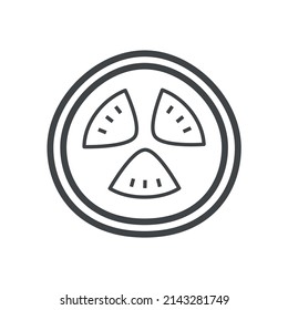 Vector linear icon with cut tomato