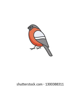 Vector linear icon design bullfinch on white background. Bullfinch colorful emblems or badges