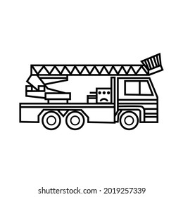 icono lineal vectorial de un camión de bomberos sobre un fondo blanco