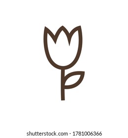 Vector linear icon with flower