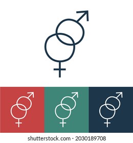 Icono lineal vectorial de los símbolos de género
