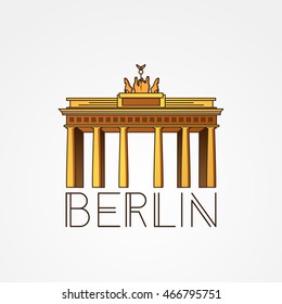 Vector Linear Icon Of German. Brandenburg Gate In Berlin , Germany.