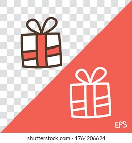 Vector linear icon with gift