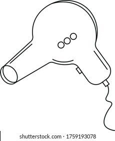 Vector linear icon of hair dryer, isolated on white background